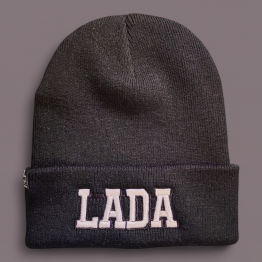 LADA kötött visszahajtott gyerek sapka, fekete